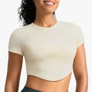 Women's Cream Short Sleeve Crop Top